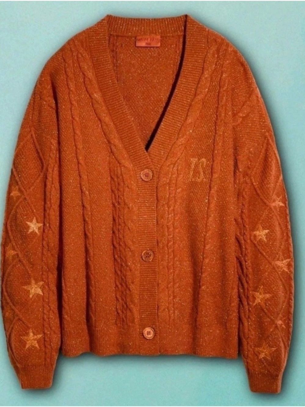 Taylor Swift Orange Cable-Knit V-Neck Cardigan